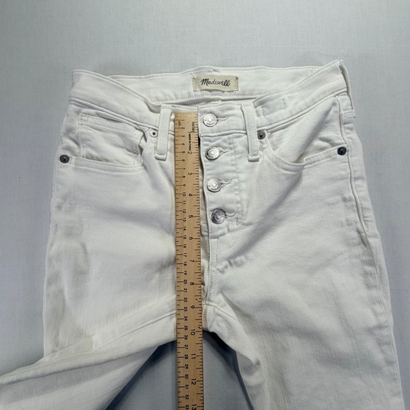 Madewell 9" Mid Rise Skinny Jeans White Button Fly Frayed Hem Size 25 - Picture 8 of 9